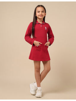 U.S. POLO ASSN. - Girls Red Solid T-Shirt Dress