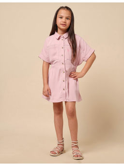 U.S. POLO ASSN. - Girls Pink Solid Shirt Dress