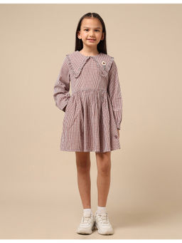 U.S. POLO ASSN. - Girls Brown Checked A-Line Dress