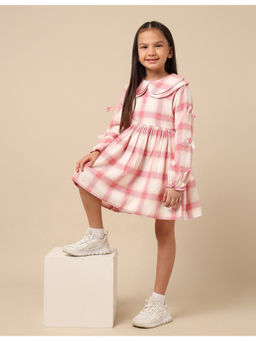 U.S. POLO ASSN. - Girls Pink Checked A-Line Dress