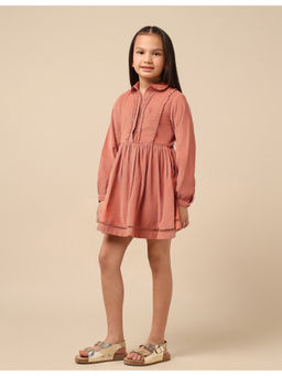 U.S. POLO ASSN. - Girls Brown Textured Shirt Dress