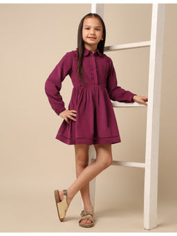U.S. POLO ASSN. - Girls Purple Textured Shirt Dress