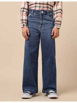 U.S. POLO ASSN. - Girls Blue Dyed Wide Leg Fit Jeans
