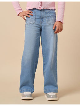 U.S. POLO ASSN. - Girls Blue Wide Leg Fit High Rise Jeans