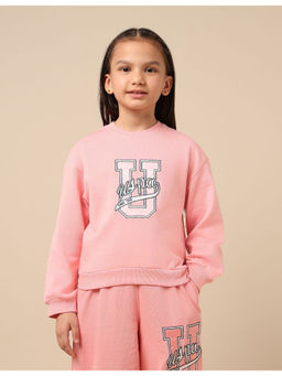 U.S. POLO ASSN. - Girls Pink Embroidered Regular Fit Sweatshirt