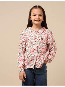 U.S. POLO ASSN. - Girls Floral White Printed Shirt