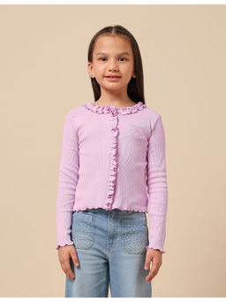 U.S. POLO ASSN. - Girls Purple Textured Slim Fit Top