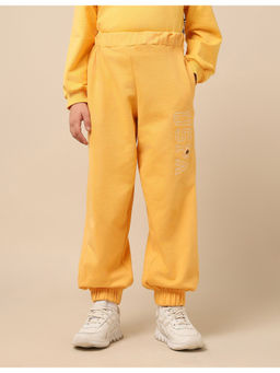 U.S. POLO ASSN. - Girls Yellow Embroidered Mid Rise Joggers