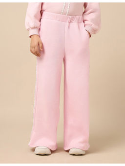 U.S. POLO ASSN. - Girls Pink Solid Lace Trim Trouser