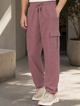 Nobero - Men Dusky Pink Relaxed Fit Cargo Pant