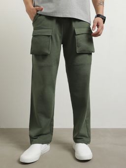 Nobero - Men Olive Solid Cargo Pant