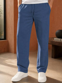 Nobero - Men Blue Classic Straight Fit Trackpant