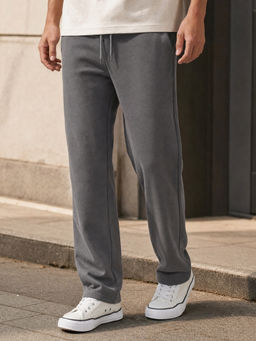 Nobero - Men Grey Classic Straight Fit Trackpant