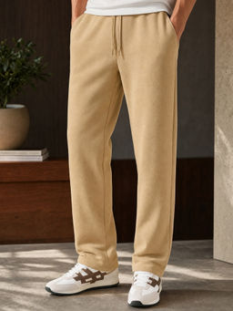 Nobero - Men Classic Beige Straight Fit Trackpant