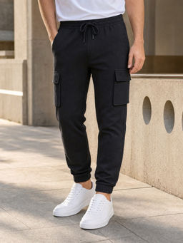 Nobero - Men Black Essential Cargo Pocket Joggers