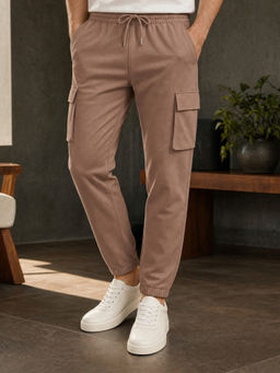 Nobero - Men Light Brown Essential Cargo Pocket Joggers