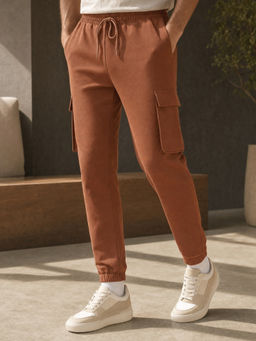 Nobero - Men Rust Essential Cargo Pocket Joggers