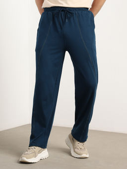 Nobero - Men Navy Blue Straight Fit Trackpant