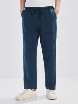 Nobero - Men Navy Blue Straight Fit Trackpant