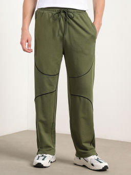 Nobero - Men Olive Piping Trackpant