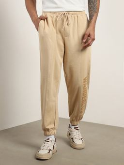Nobero - Men Beige Wanderlust Premium Joggers