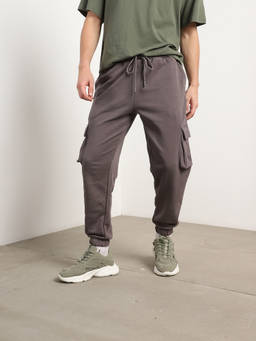 Nobero - Men Grey Premium Regular Fit Joggers