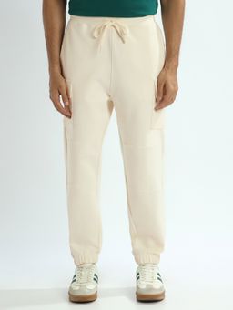 Nobero - Men Off White Flex Solid Joggers