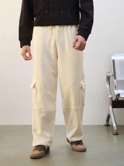 Nobero - Men Off White Modern Premium Trackpant