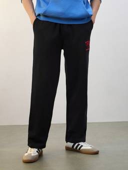 Nobero - Men Black Typography Premium Trackpant