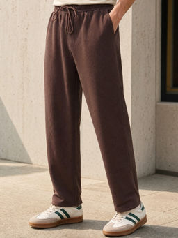 Nobero - Men Brown Ottoman Straight Fit Trackpant