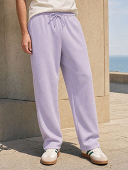 Nobero - Men Lavender Ottoman Straight Fit Trackpant