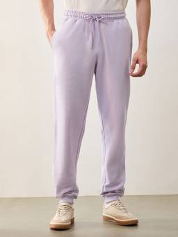Nobero - Men Lavender Ottoman Textured Joggers