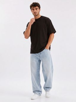 WROGN - Men Black No Brainer Bounce Oversized T-Shirt