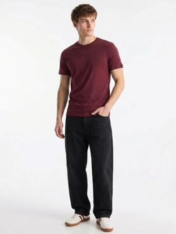 WROGN - Men Wine Essential Supima Crew Neck T-Shirt