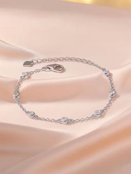 Ornate Jewels - 925 American Diamond Silver Adjustable Bracelet for Women & Girls