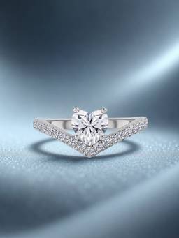 Ornate Jewels - 925 Silver 0.5 Carat American Diamond Heart Engagement Ring For Women & Girls (12)