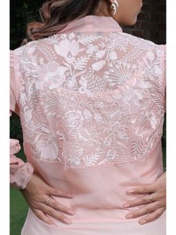 Sands of India - Pink Organza Tied Shirt with Camisole (Set of 2)