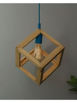 Homesake - Wooden Pendant Cube Light Blue Holder