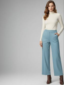 AAREIN - Women Blue Suede Trousers
