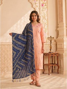Zamour - Blue Chinon Bandhani Print Dupatta