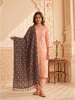 Zamour - Black Chinon Bandhani Print Dupatta