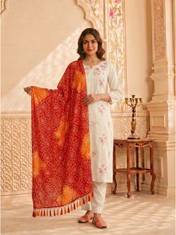 Zamour - Multi-Colour Chinon Bandhani Print Dupatta
