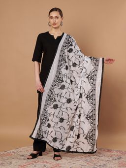Zamour - White Pure Cotton Embroidery Dupatta