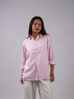 NISHORAMA - Oversized Pink Linen Shirt