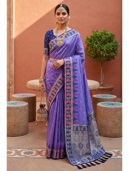 Vedant Vastram - Lavender Soft Litchi Silk Kanjeevaram Silk Jacquard Saree with Unstitched Blouse