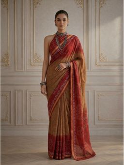 Ekana Label - Rust Vaidehi Cotton Saree with Unstitched Blouse
