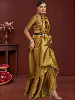 Kartika - Ready To Wear In Golden Saree with Unstitched Blouse