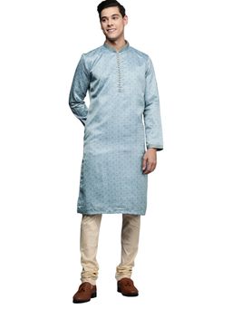 Manyavar - Blue Printed Kurta Churidar (Set of 2)