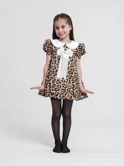 THE PONY & PEONY CO. - BROWN LEOPARD HALF SLEEVES DRESS