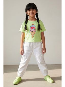 Tales & Stories - Girls Lime Green Printed Top